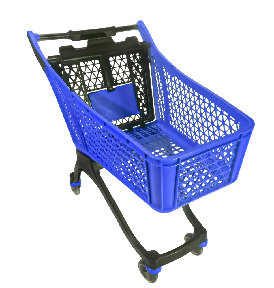 130-liter-plastic-shopping-cart-with-baby-seat-blue