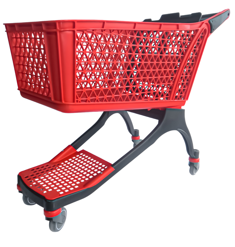 150-liter-grid-chassis-plastic-shopping-cart-red-angle-3