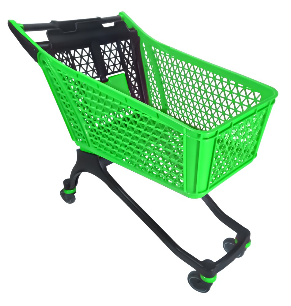 150-liter-plastic-shopping-cart-with-baby-seat-green