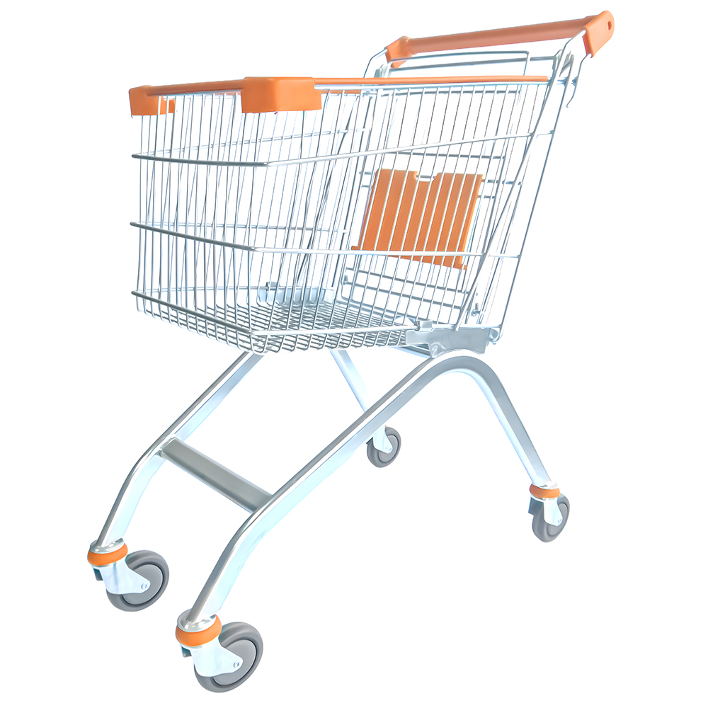 75 L Metal Shopping Cart - Orange