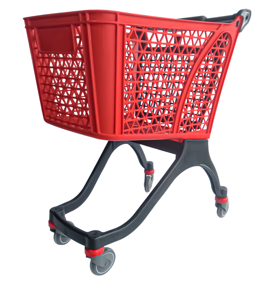 80 L Plastic Shopping Cart - Red