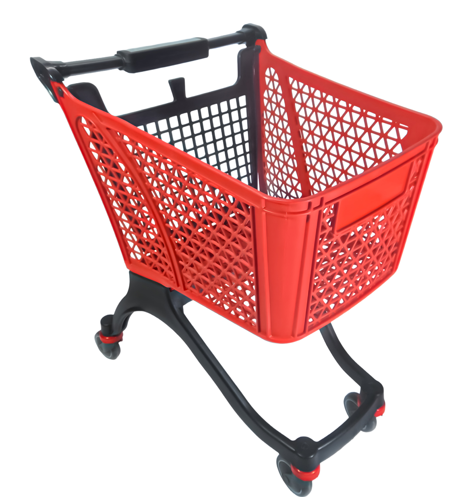 80 L Plastic Shopping Cart without Baby Seat - Red