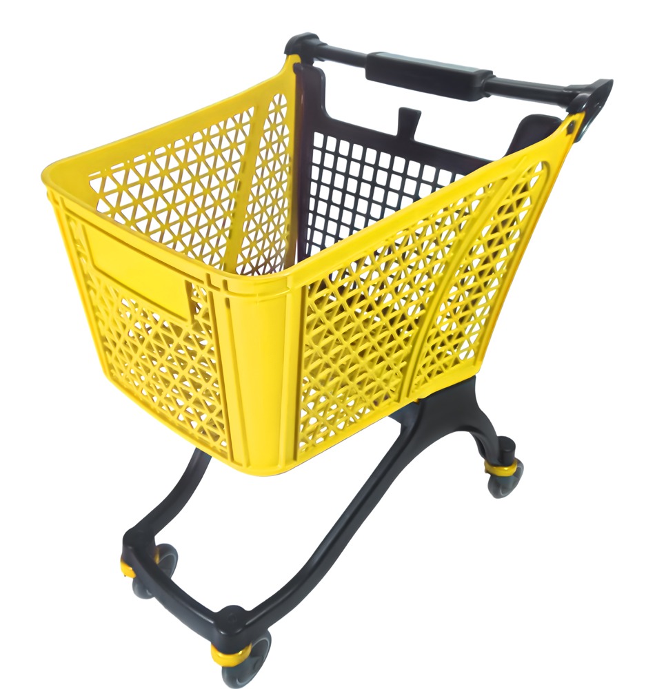 80 L Plastic Shopping Cart - Yellow