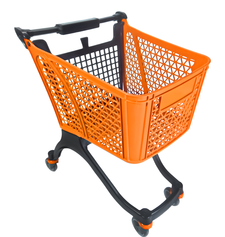 80 L Plastic Shopping Cart - Orange